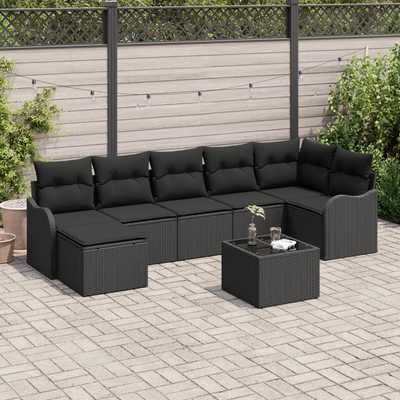 8 Piece Garden Sofa Set with Cushions Beige Poly Rattan