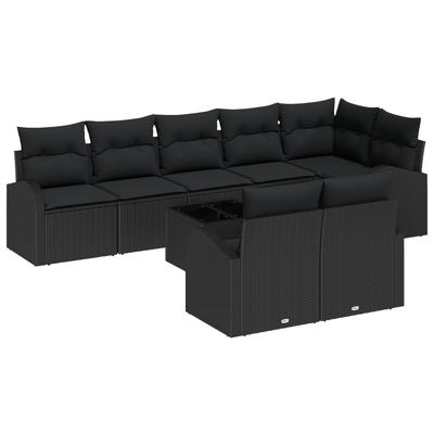 9 Piece Garden Sofa Set with Cushions Beige Poly Rattan