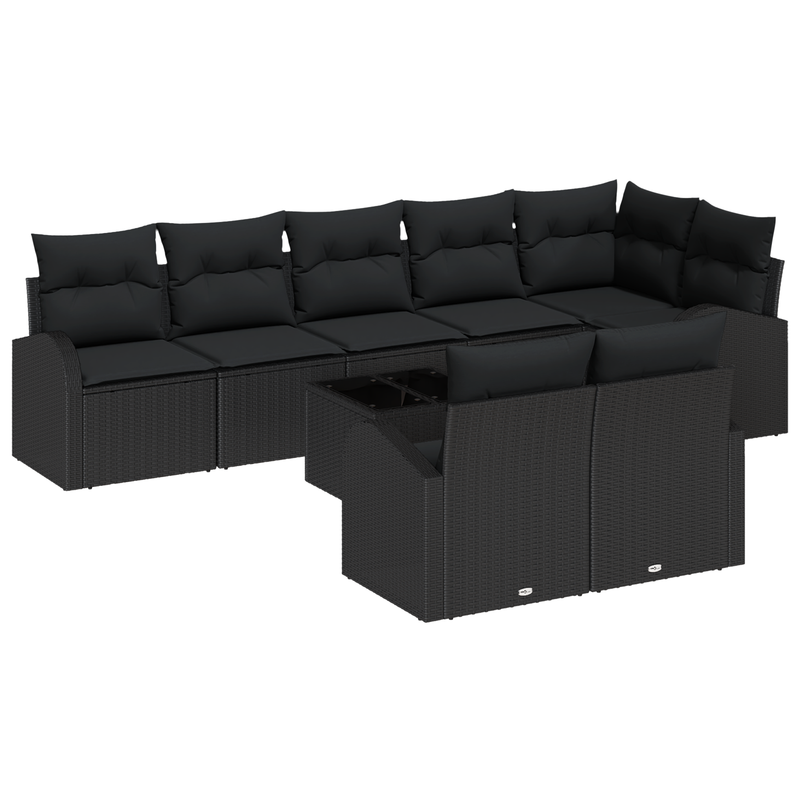 9 Piece Garden Sofa Set with Cushions Beige Poly Rattan