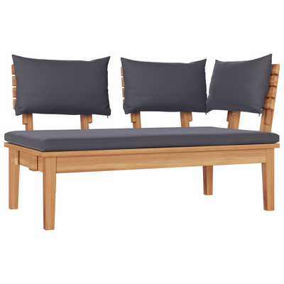 4-Piece Garden Bench Set with Cushions - Solid Teak Wood