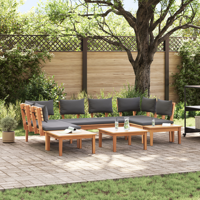 4-Piece Garden Bench Set with Cushions - Solid Teak Wood