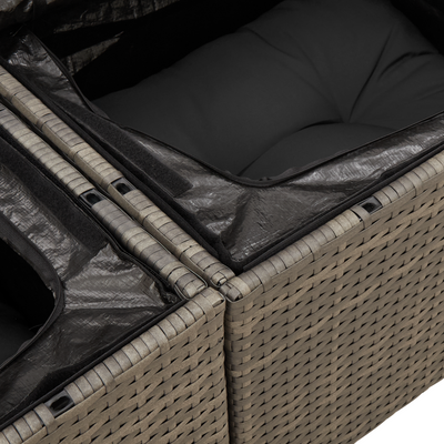 10 Piece Garden Sofa Set with Cushions Grey Poly Rattan