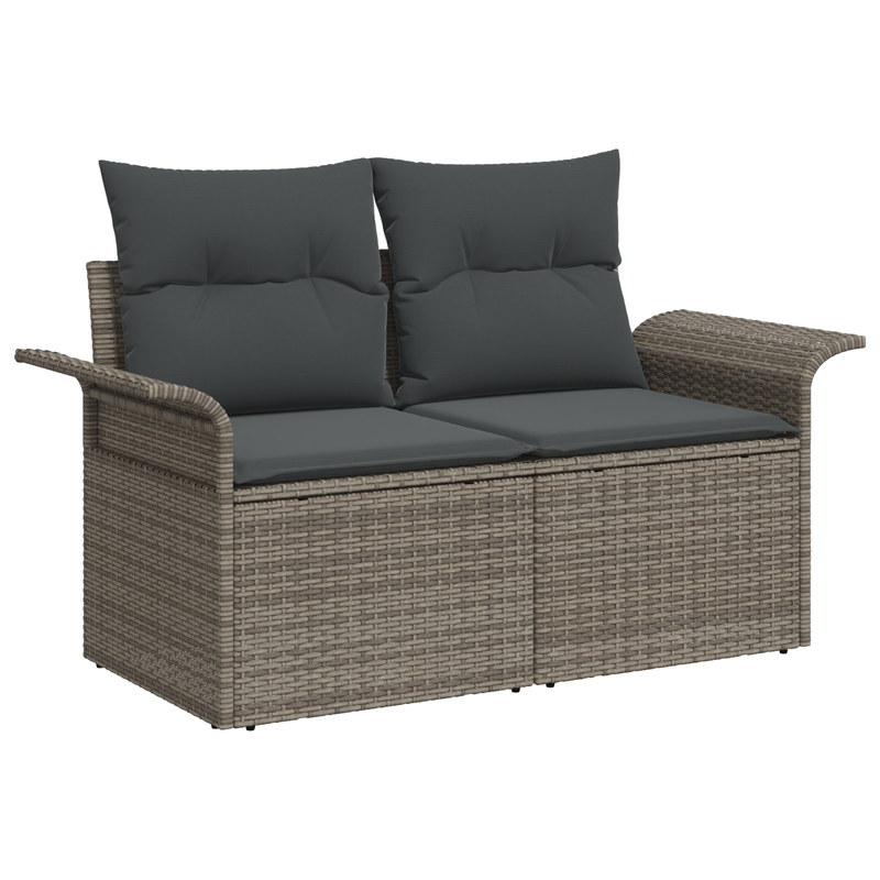 10 Piece Garden Sofa Set with Cushions Grey Poly Rattan