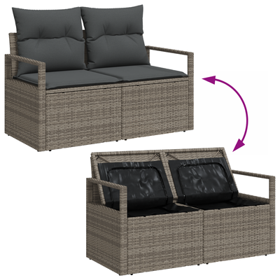 6 Piece Garden Sofa Set with Cushions Grey Poly Rattan