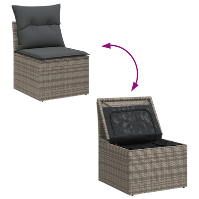 6 Piece Garden Sofa Set with Cushions Grey Poly Rattan
