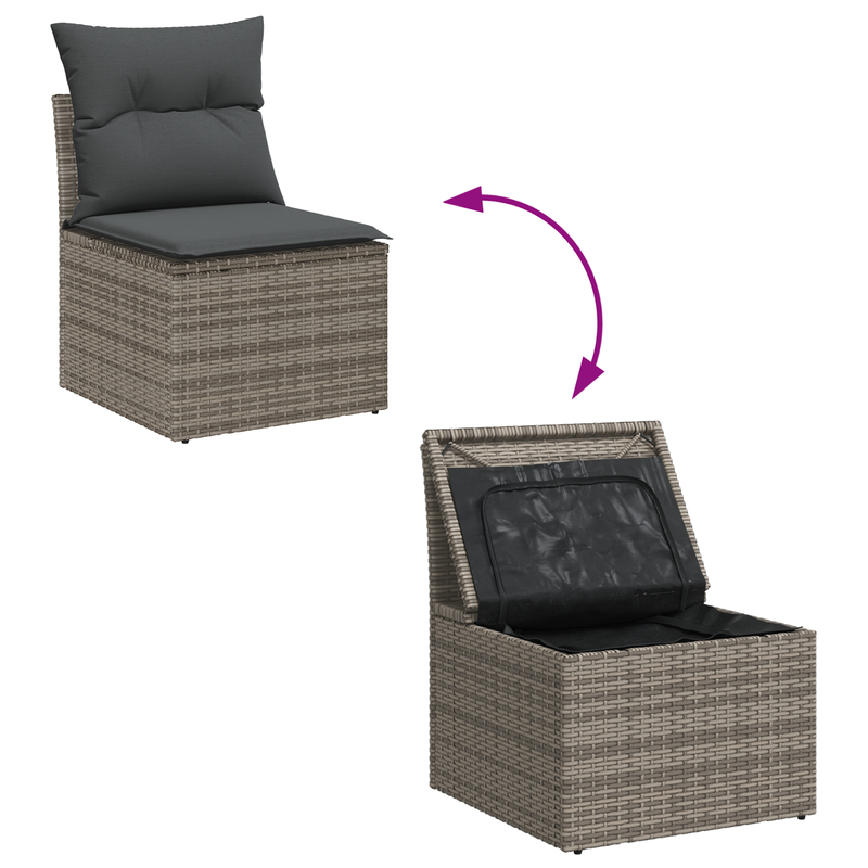 6 Piece Garden Sofa Set with Cushions Grey Poly Rattan
