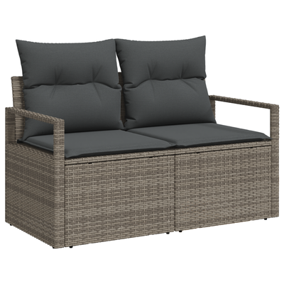 6 Piece Garden Sofa Set with Cushions Grey Poly Rattan