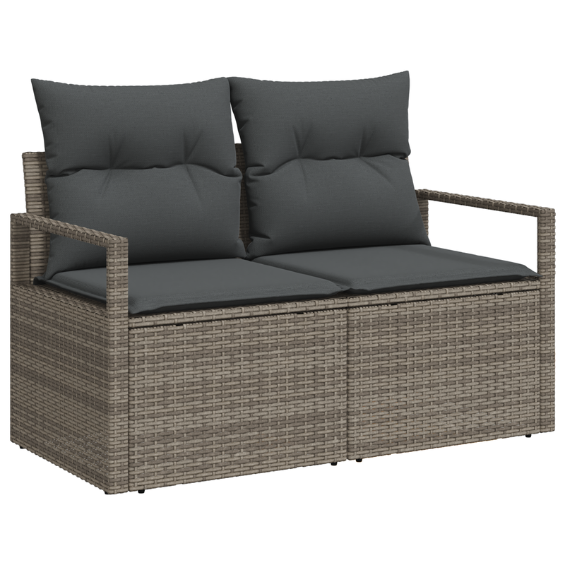 6 Piece Garden Sofa Set with Cushions Grey Poly Rattan