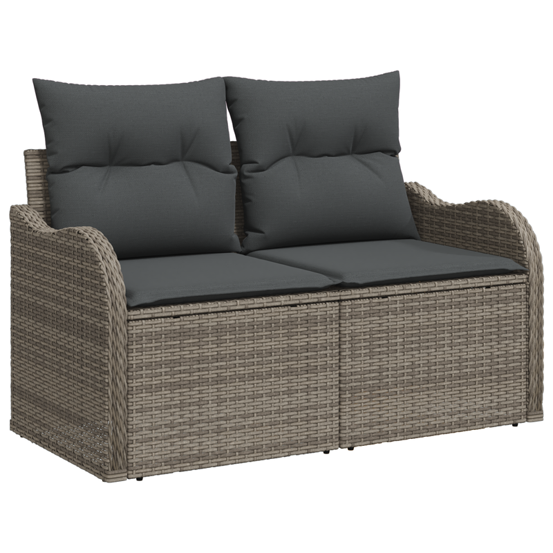 4 Piece Garden Sofa Set with Cushions Grey Poly Rattan