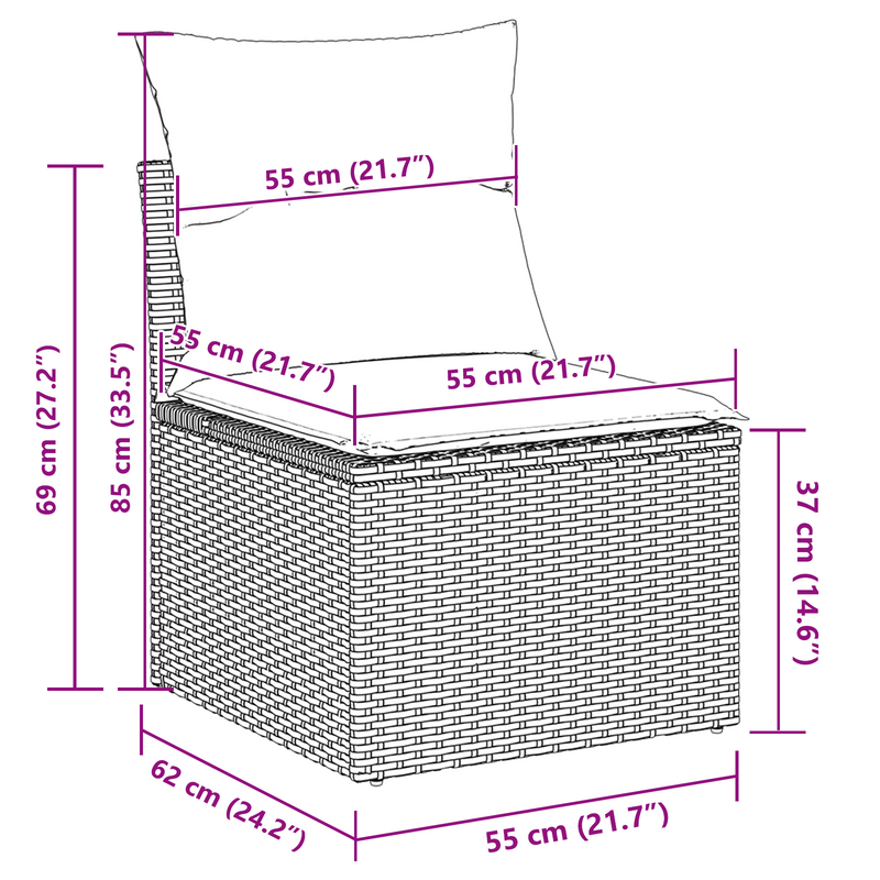 4 Piece Garden Sofa Set with Cushions Grey Poly Rattan