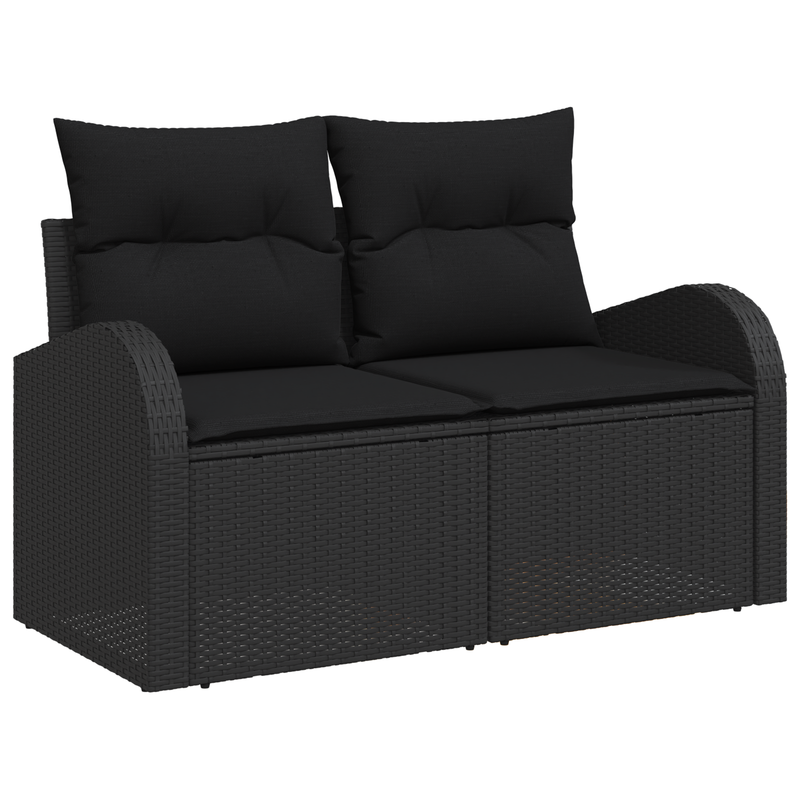 4 Piece Garden Sofa Set with Cushions Black Poly Rattan