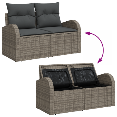 6 Piece Garden Sofa Set with Cushions Grey Poly Rattan