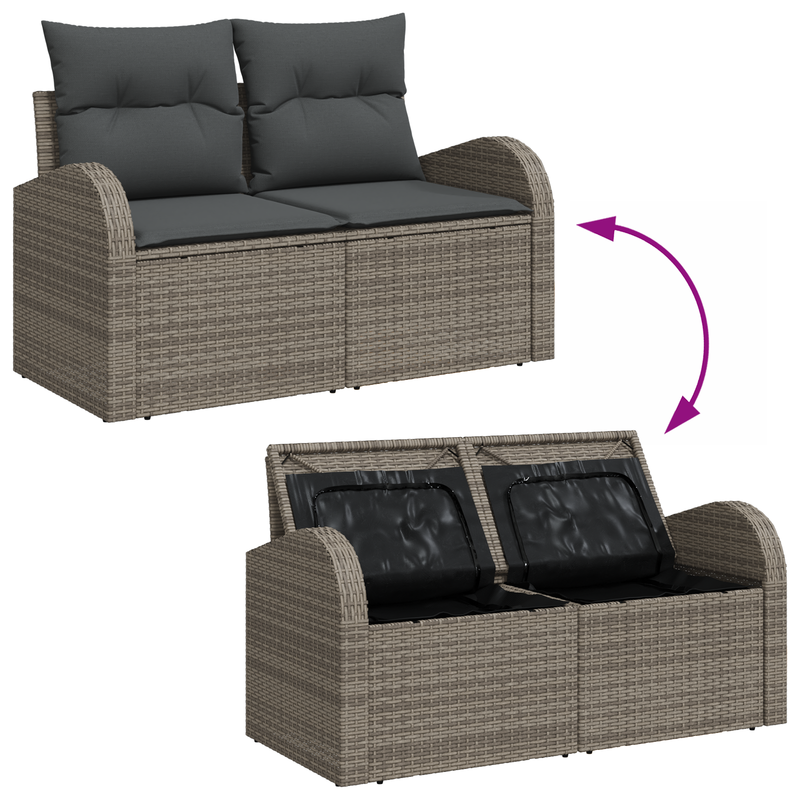6 Piece Garden Sofa Set with Cushions Grey Poly Rattan
