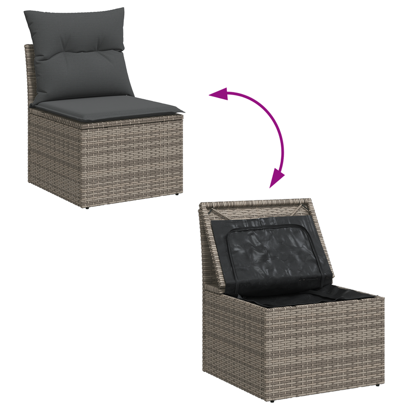6 Piece Garden Sofa Set with Cushions Grey Poly Rattan