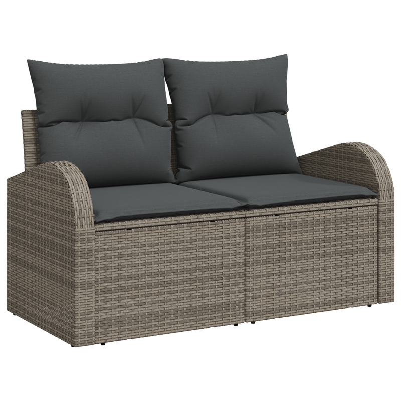 6 Piece Garden Sofa Set with Cushions Grey Poly Rattan