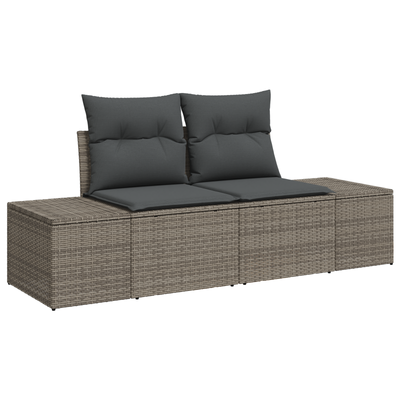 7 Piece Garden Sofa Set with Cushions Grey Poly Rattan