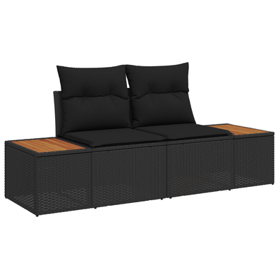 6 Piece Garden Sofa Set with Cushions Black Poly Rattan