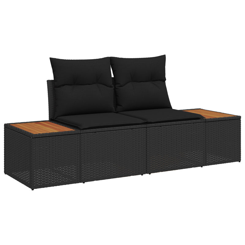 6 Piece Garden Sofa Set with Cushions Black Poly Rattan