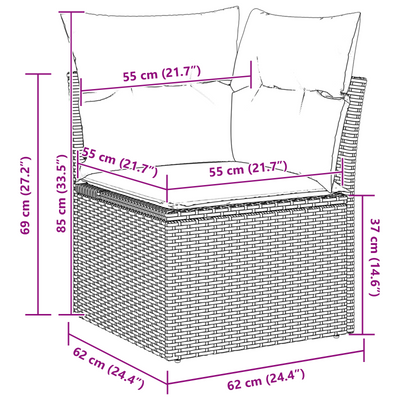 9 Piece Garden Sofa Set with Cushions Black Poly Rattan Acacia