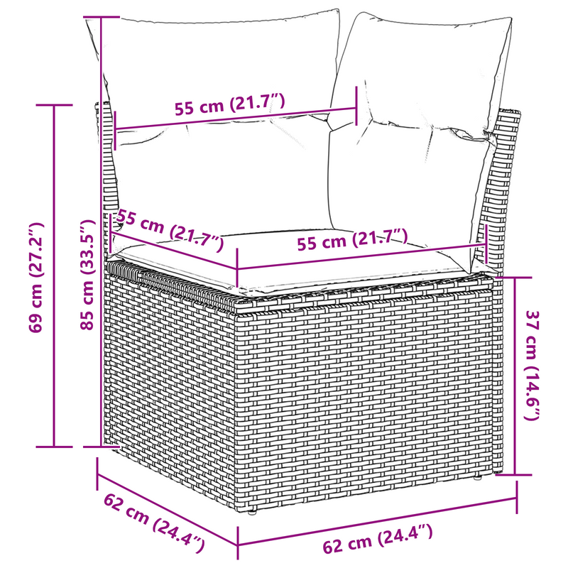 9 Piece Garden Sofa Set with Cushions Black Poly Rattan Acacia
