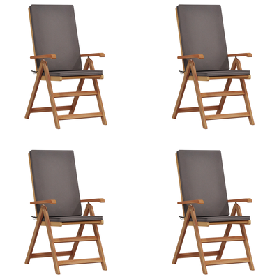 Reclining Garden Chairs with Cushions 4 pcs Solid Teak Wood