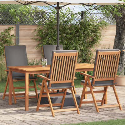 Reclining Garden Chairs with Cushions 4 pcs Solid Teak Wood