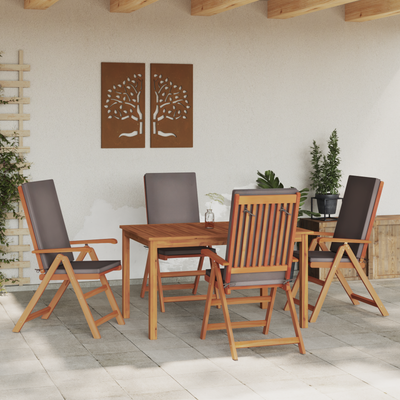 Reclining Garden Chairs with Cushions 4 pcs Solid Teak Wood