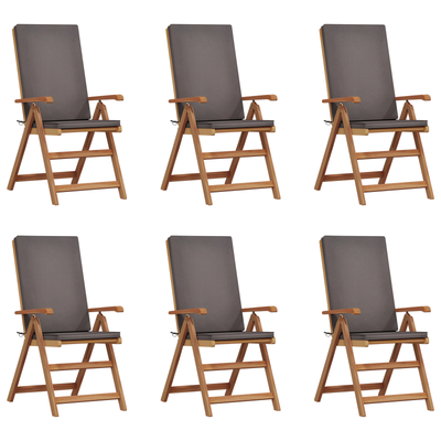 Reclining Garden Chairs with Cushions 6 pcs Solid Teak Wood