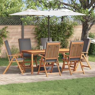 Reclining Garden Chairs with Cushions 6 pcs Solid Teak Wood