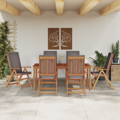 Reclining Garden Chairs with Cushions 6 pcs Solid Teak Wood