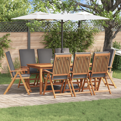 Reclining Garden Chairs with Cushions 8 pcs Solid Teak Wood