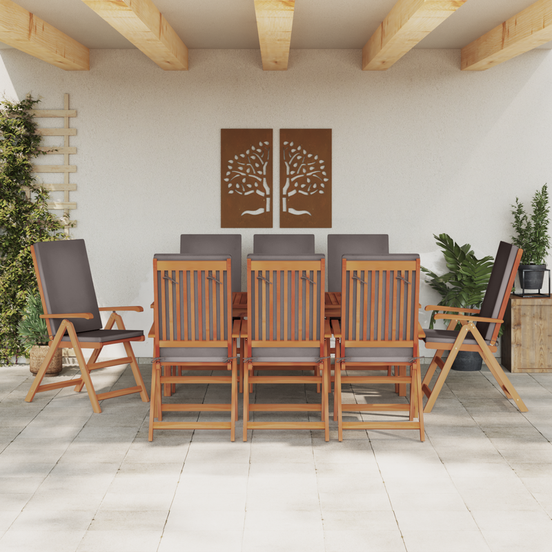 Reclining Garden Chairs with Cushions 8 pcs Solid Teak Wood