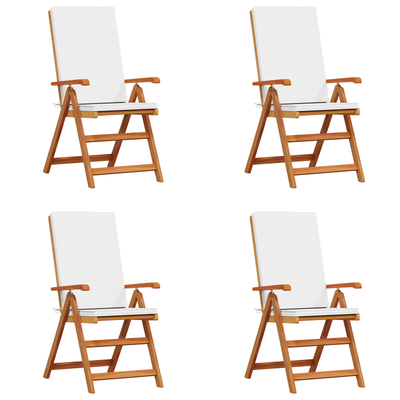 Reclining Garden Chairs with Cushions 4 pcs Solid Teak Wood