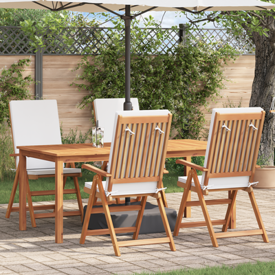 Reclining Garden Chairs with Cushions 4 pcs Solid Teak Wood