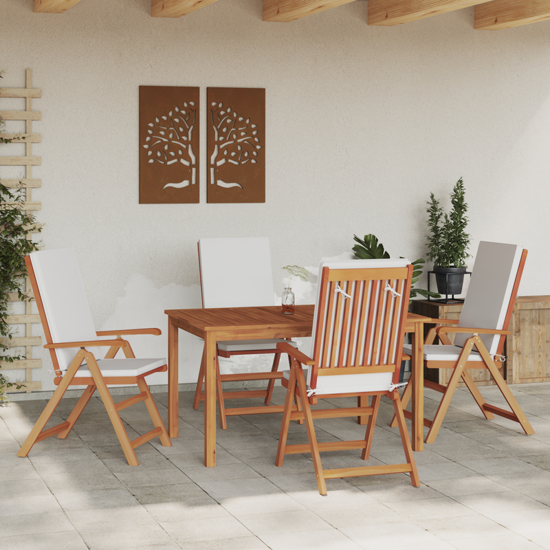 Reclining Garden Chairs with Cushions 4 pcs Solid Teak Wood