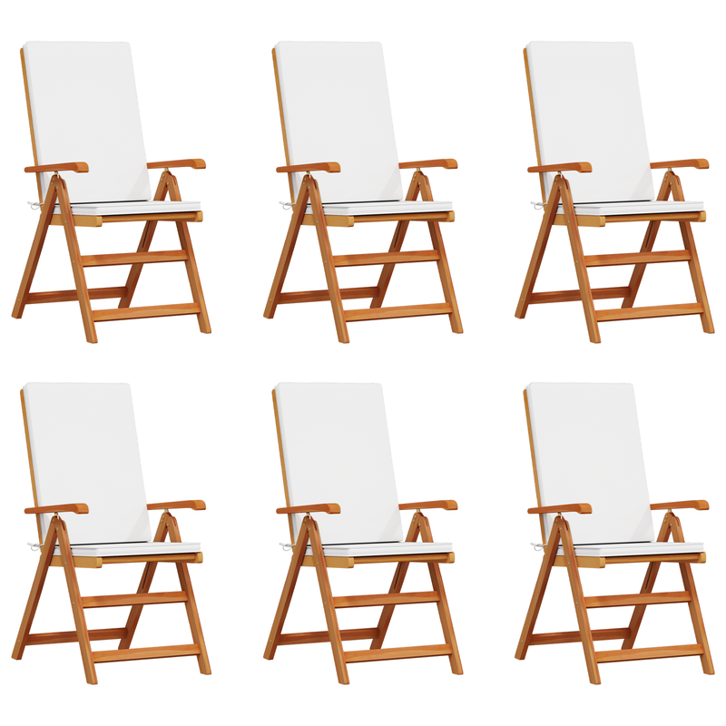Reclining Garden Chairs with Cushions 6 pcs Solid Teak Wood