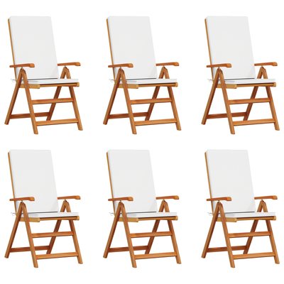 Reclining Garden Chairs with Cushions 6 pcs Solid Teak Wood