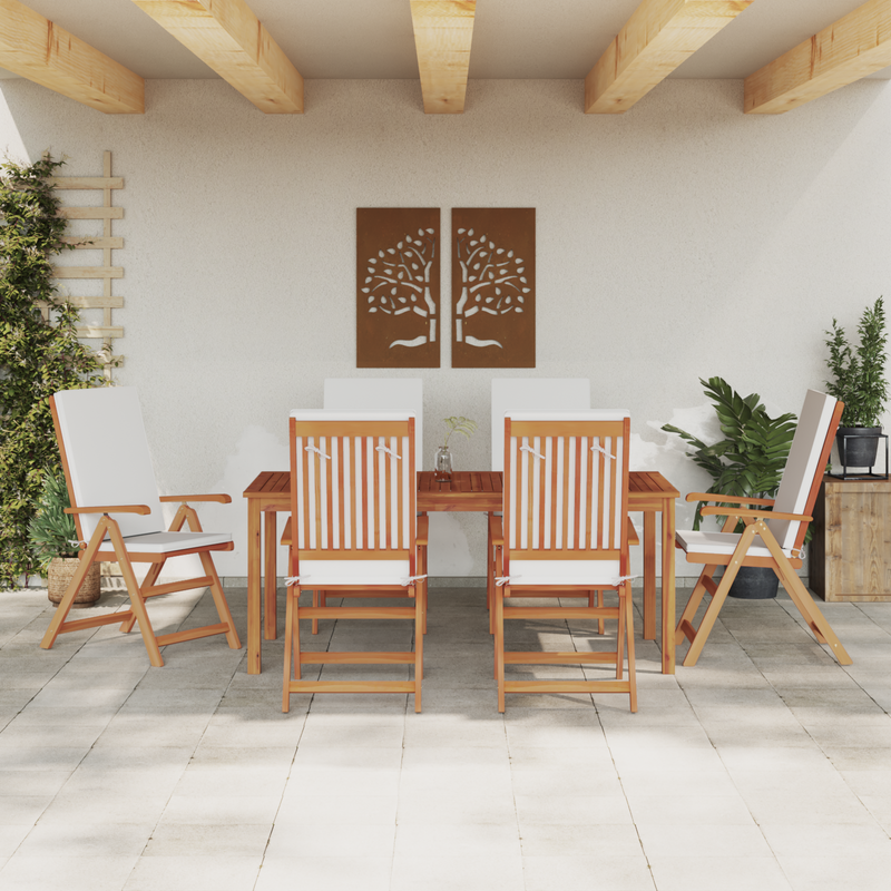 Reclining Garden Chairs with Cushions 6 pcs Solid Teak Wood