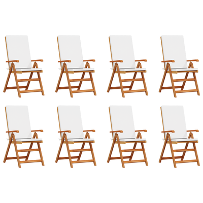 Reclining Garden Chairs with Cushions 8 pcs Solid Teak Wood
