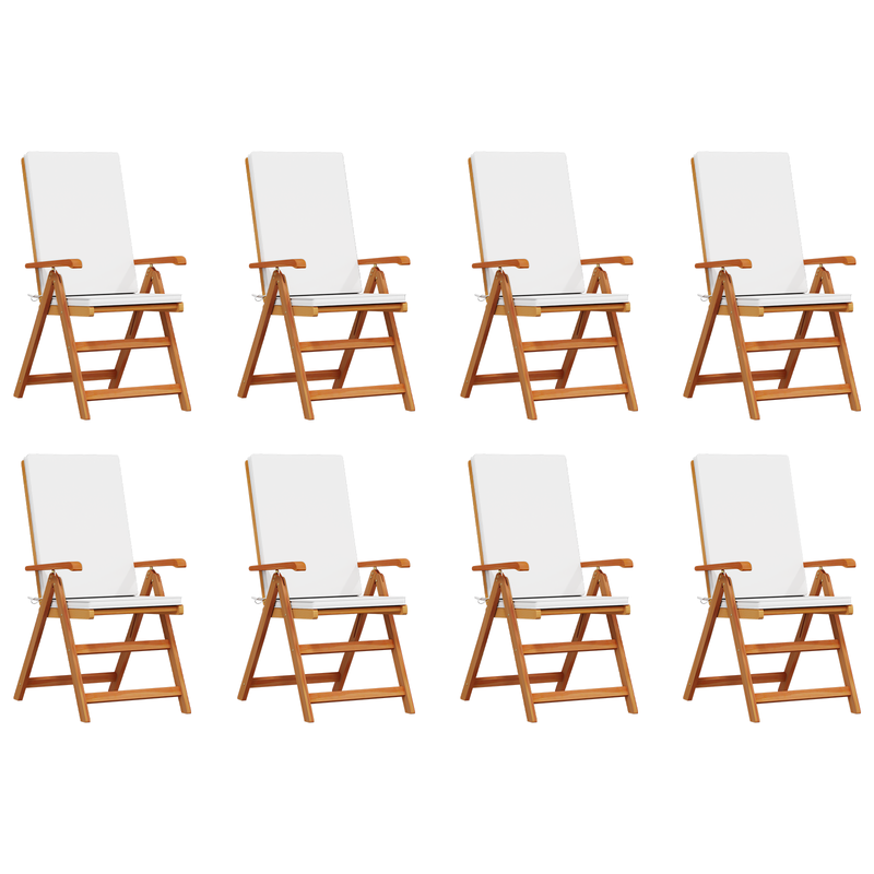 Reclining Garden Chairs with Cushions 8 pcs Solid Teak Wood
