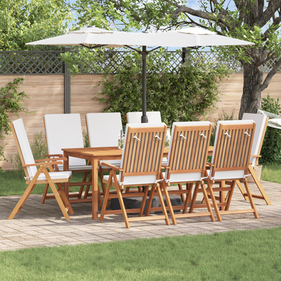 Reclining Garden Chairs with Cushions 8 pcs Solid Teak Wood