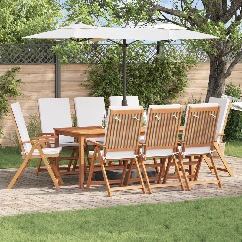 Reclining Garden Chairs with Cushions 8 pcs Solid Teak Wood