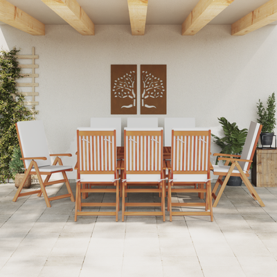 Reclining Garden Chairs with Cushions 8 pcs Solid Teak Wood