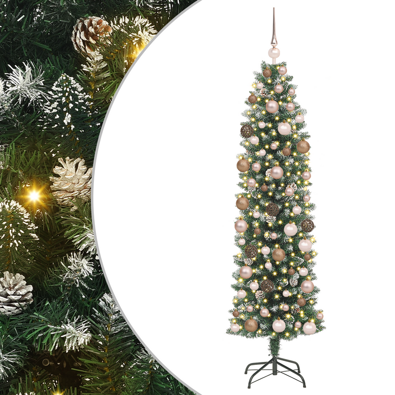 Artificial Slim Christmas Tree Green and White 180 cm