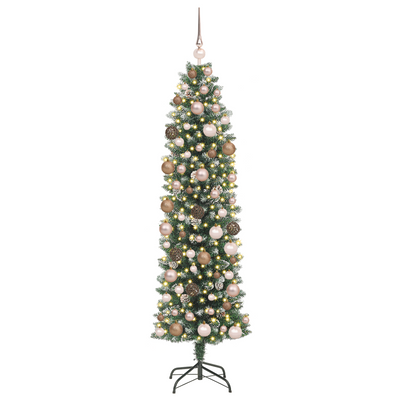 Artificial Slim Christmas Tree Green and White 180 cm