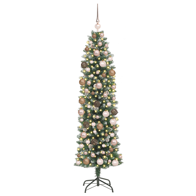 Artificial Slim Christmas Tree Green and White 180 cm