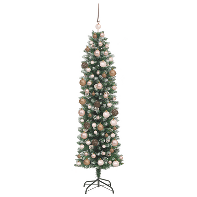 Artificial Slim Christmas Tree Green and White 180 cm