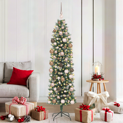 Artificial Slim Christmas Tree Green and White 180 cm