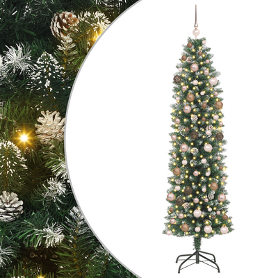 Artificial Slim Christmas Tree Green and White 210 cm