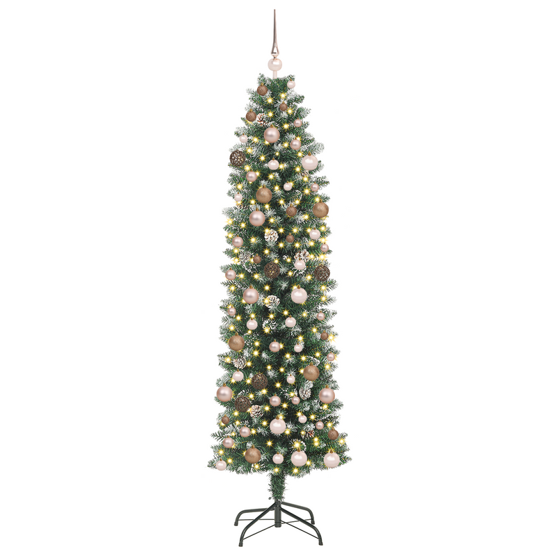 Artificial Slim Christmas Tree Green and White 210 cm